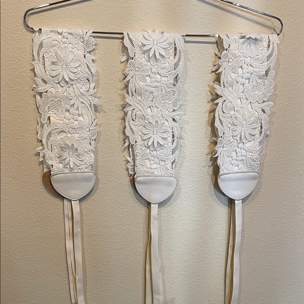 Three (3) Floral White Lace Obi Belts